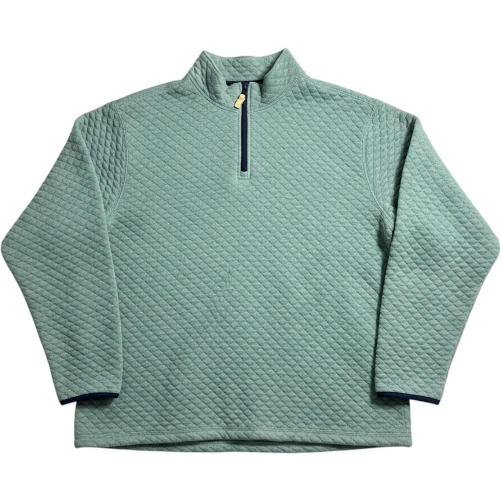 J.Crew Authentic Quilted Quarter Zip Pullover Mens XXL Sage‎ Green 100% Cotton